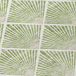3' X 5' Green Beige And Ivory Geometric Washable Indoor Outdoor Area Rug