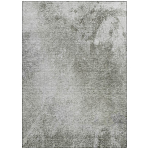 3' X 5' Gray and Off White Abstract Washable Non Skid Indoor Outdoor Area Rug