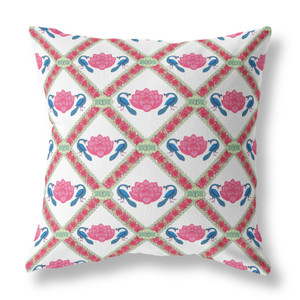 20"x20" Pink Blue White Blown Seam Broadcloth Geometric Throw Pillow