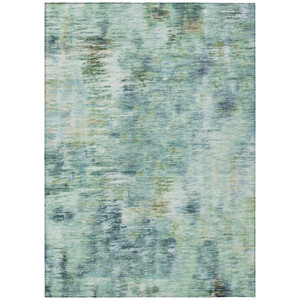 5' X 8' Teal Blue Green And Ivory Abstract Washable Indoor Outdoor Area Rug