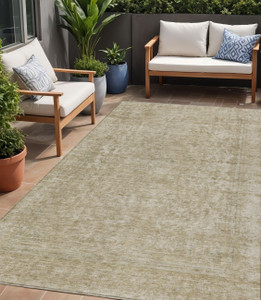 5' X 8' Tan And Beige Abstract Washable Indoor Outdoor Area Rug - Tan, Beige