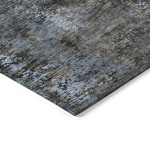 3' X 5' Graphite Charcoal And Silver Abstract Washable Indoor Outdoor Area Rug