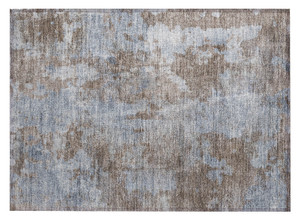 2' X 3' Mocha and Blue Abstract Washable Non Skid Indoor Outdoor Area Rug