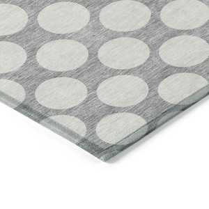 3' X 5' Gray And Silver Polka Dot Washable Indoor Outdoor Area Rug