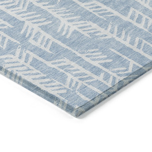 3' X 5' Sky Blue And Ivory Tribal Washable Indoor Outdoor Area Rug