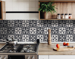 5" X 5" Black and White Quatro Peel and Stick Removable Tiles - 4512839541594