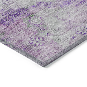 5' X 8' Purple Lavender And Gray Oriental Washable Indoor Outdoor Area Rug