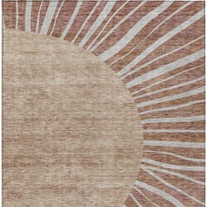 5' X 8' Orange Copper And Terra Cotta Abstract Washable Indoor Outdoor Area Rug Transitional Style - Orange, Copper, Terra Cotta Color