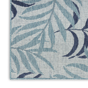 6' X 9' Sky Blue And Blue Palm Leaf Indoor Outdoor Area Rug