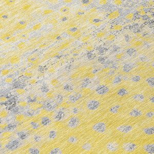 3' X 5' Yellow And Gold Abstract Washable Indoor Outdoor Area Rug