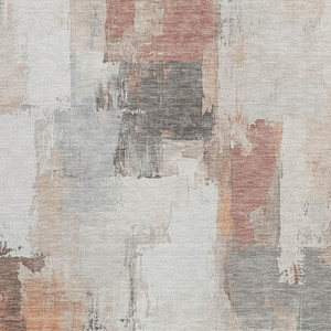 5' X 8' Rust And Ivory Abstract Washable Indoor Outdoor Area Rug