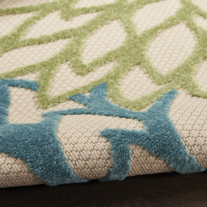 6' X 9' Dark Green Green Yellow And Blue Floral Indoor Outdoor Area Rug