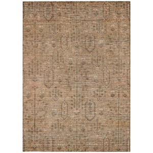 5' X 8' Terra Cotta And Copper Southwestern Washable Indoor Outdoor Area Rug