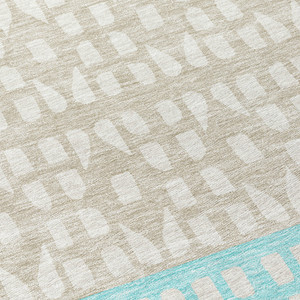 3' X 5' Teal Blue Aqua And Ivory Geometric Washable Indoor Outdoor Area Rug - Teal Blue, Aqua, Ivory