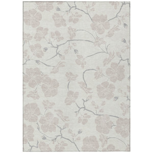 5' X 8' Ivory And Gray Floral Washable Indoor Outdoor Area Rug - 880016649468