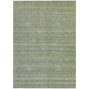 5' X 8' Sage And Ivory Striped Washable Indoor Outdoor Area Rug - Sage, Ivory