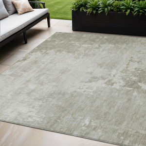 5' X 8' Linen Abstract Washable Indoor Outdoor Area Rug