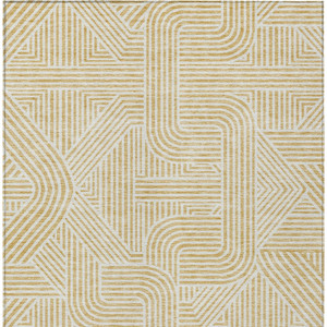 5' X 8' Gold And Beige Abstract Washable Indoor Outdoor Area Rug - Gold, Beige