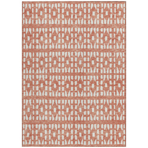 5' X 8' Salmon And Ivory Geometric Washable Indoor Outdoor Area Rug - 880016544541