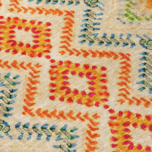 5' X 8' Beige Orange And Red Geometric Washable Indoor Outdoor Area Rug