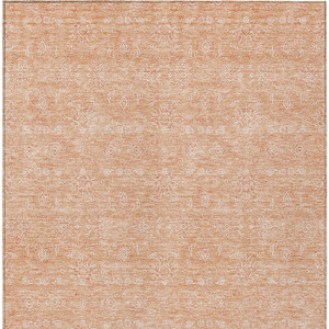 5' X 8' Peach And Ivory Floral Washable Indoor Outdoor Area Rug