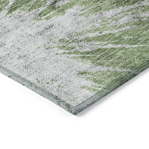 3' X 5' Green And Gray Abstract Washable Indoor Outdoor Area Rug - Green, Gray