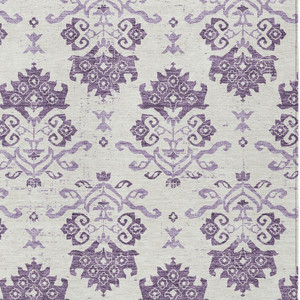 5' X 8' Purple Silver And Lilac Oriental Washable Indoor Outdoor Area Rug