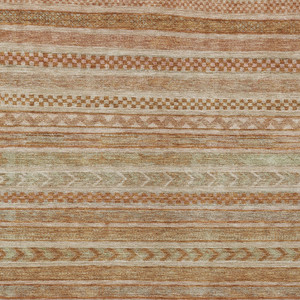 5' X 8' Terra Cotta And Rust Striped Washable Indoor Outdoor Area Rug