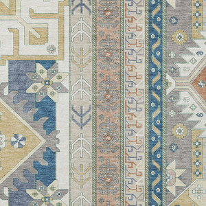 3' X 5' Ivory Blue And Brown Aztec Washable Indoor Outdoor Area Rug