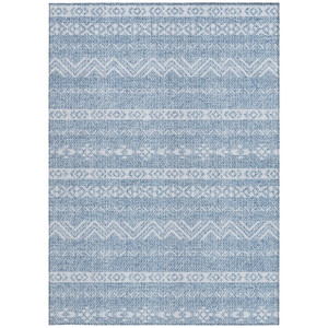 5' X 8' Blue And Denim Blue Southwestern Washable Indoor Outdoor Area Rug