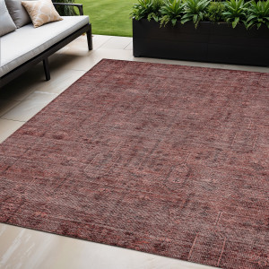 5' X 8' Orange And Copper Southwestern Washable Indoor Outdoor Area Rug