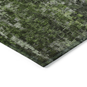 3' X 5' Green And Lime Green Abstract Washable Indoor Outdoor Area Rug