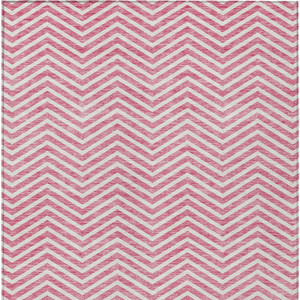 5' X 8' Pink And Ivory Chevron Washable Indoor Outdoor Area Rug