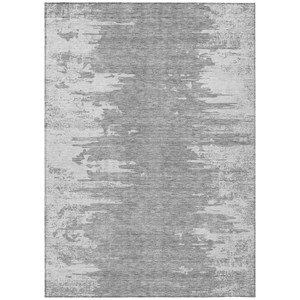 3' X 5' Silver Gray And Ivory Abstract Washable Indoor Outdoor Area Rug - 608219378103