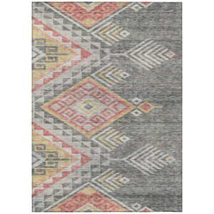 3' X 5' Gray And Terra Cotta Southwestern Washable Indoor Outdoor Area Rug