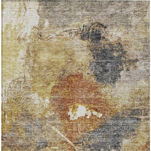 5' X 8' Taupe Black And Copper Abstract Washable Indoor Outdoor Area Rug