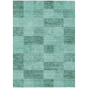 5' X 8' Blue And Aqua Geometric Washable Indoor Outdoor Area Rug