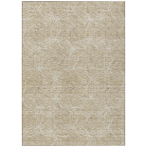 5' X 8' Beige And Ivory Geometric Washable Indoor Outdoor Area Rug - Beige, Ivory