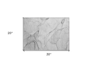 2' X 3' Silver Abstract Washable Non Skid Indoor Outdoor Area Rug