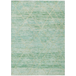 3' X 5' Artichoke Green And Beige Trellis Washable Indoor Outdoor Area Rug