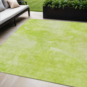 5' X 8' Artichoke Green And Lime Green Nautical Washable Indoor Outdoor Area Rug