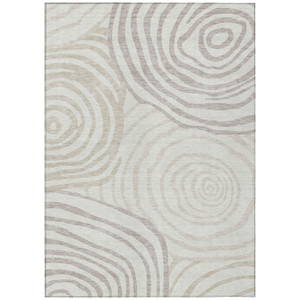 3' X 5' Ivory Beige And Khaki Abstract Washable Indoor Outdoor Area Rug