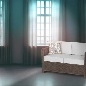 20" x 20" Gray and White Peacock Blown Seam Floral Indoor Outdoor Throw Pillow - 606114755456