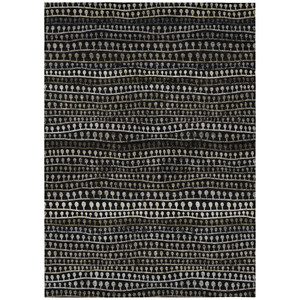3' X 5' Taupe Charcoal And Gray Striped Washable Indoor Outdoor Area Rug