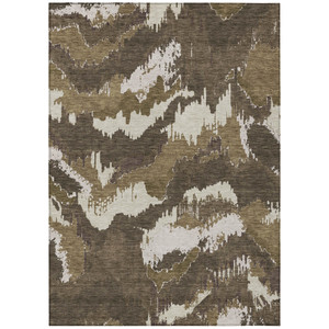 3' X 5' Brown Beige And Taupe Abstract Washable Indoor Outdoor Area Rug Transitional Style - Brown, Beige, Taupe Color