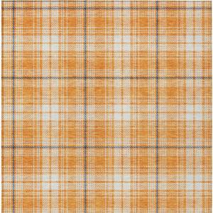 5' X 8' Orange Blue And Ivory Plaid Washable Indoor Outdoor Area Rug