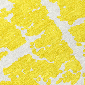 8' Runner Yellow and White Abstract Washable Non Skid Indoor Outdoor Runner Rug