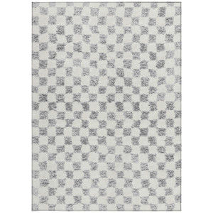 3' X 5' Gray And Ivory Geometric Washable Indoor Outdoor Area Rug - Gray, Ivory