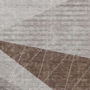 5' X 8' Gray Silver And Taupe Geometric Washable Indoor Outdoor Area Rug