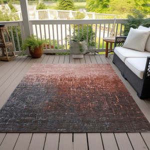 5' X 8' Blush And Dark Gray Ombre Washable Indoor Outdoor Area Rug - 608219187750